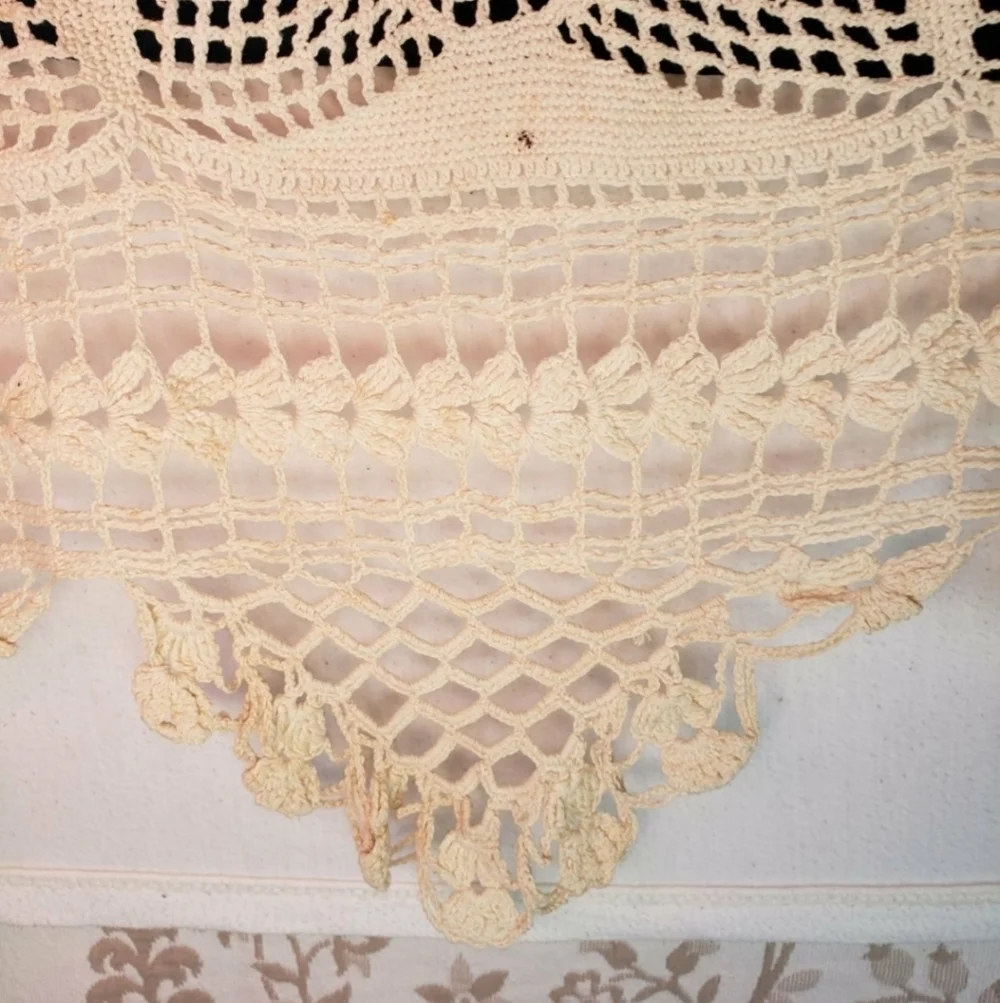 Handmade Beige Crochet Bedspread